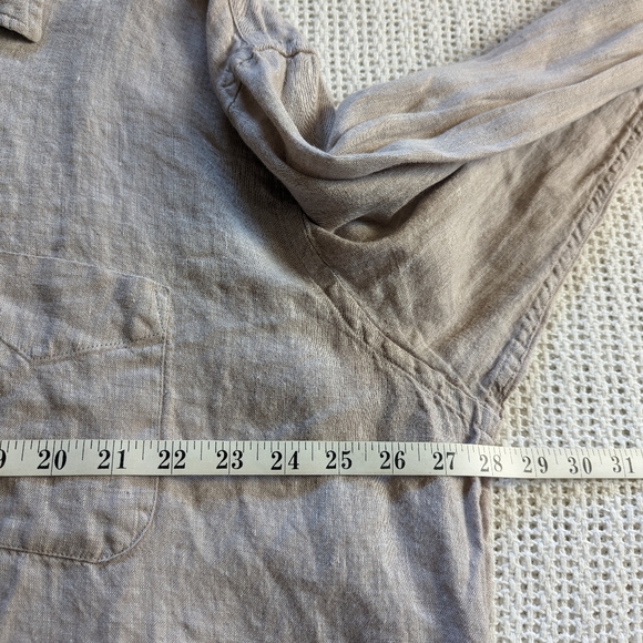 Jos A Bank Reserve Shirt Mens XXL 2XL Beige Linen Long Sleeve Button Up Pocket - Picture 6 of 8